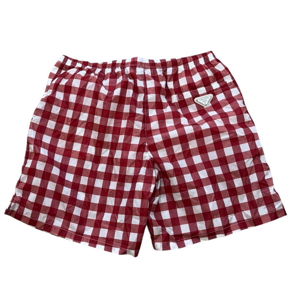 PRADA*****Men’s Red Checkered Swim Shorts***Size 52 $1295 NWT
